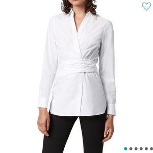 All Saints White Wrap Button-Down Shirt